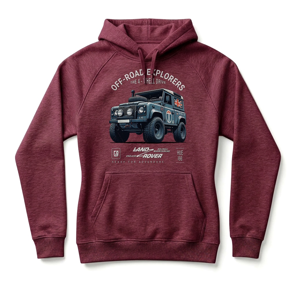 Sweatshirt à capuche Land Rover Defender 90 - Burgundy Sweatshirt à capuche Land Rover Defender 90 - Burgundy