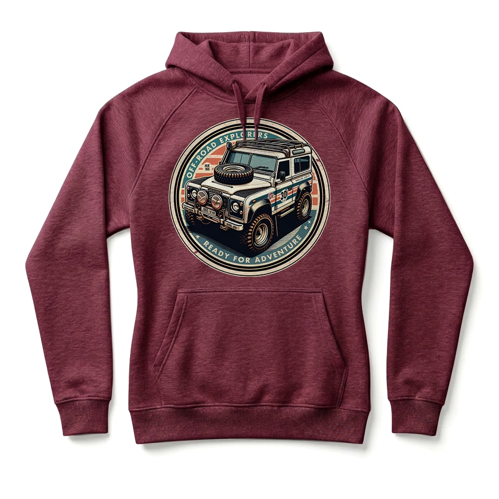 Sweatshirt à capuche Land Rover Defender 90 - Burgundy Sweatshirt à capuche Land Rover Defender 90 - Burgundy