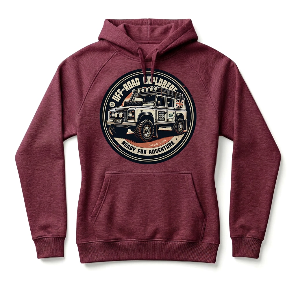 Sweatshirt à capuche Land Rover Defender 110 - Burgundy Sweatshirt à capuche Land Rover Defender 110 - Burgundy