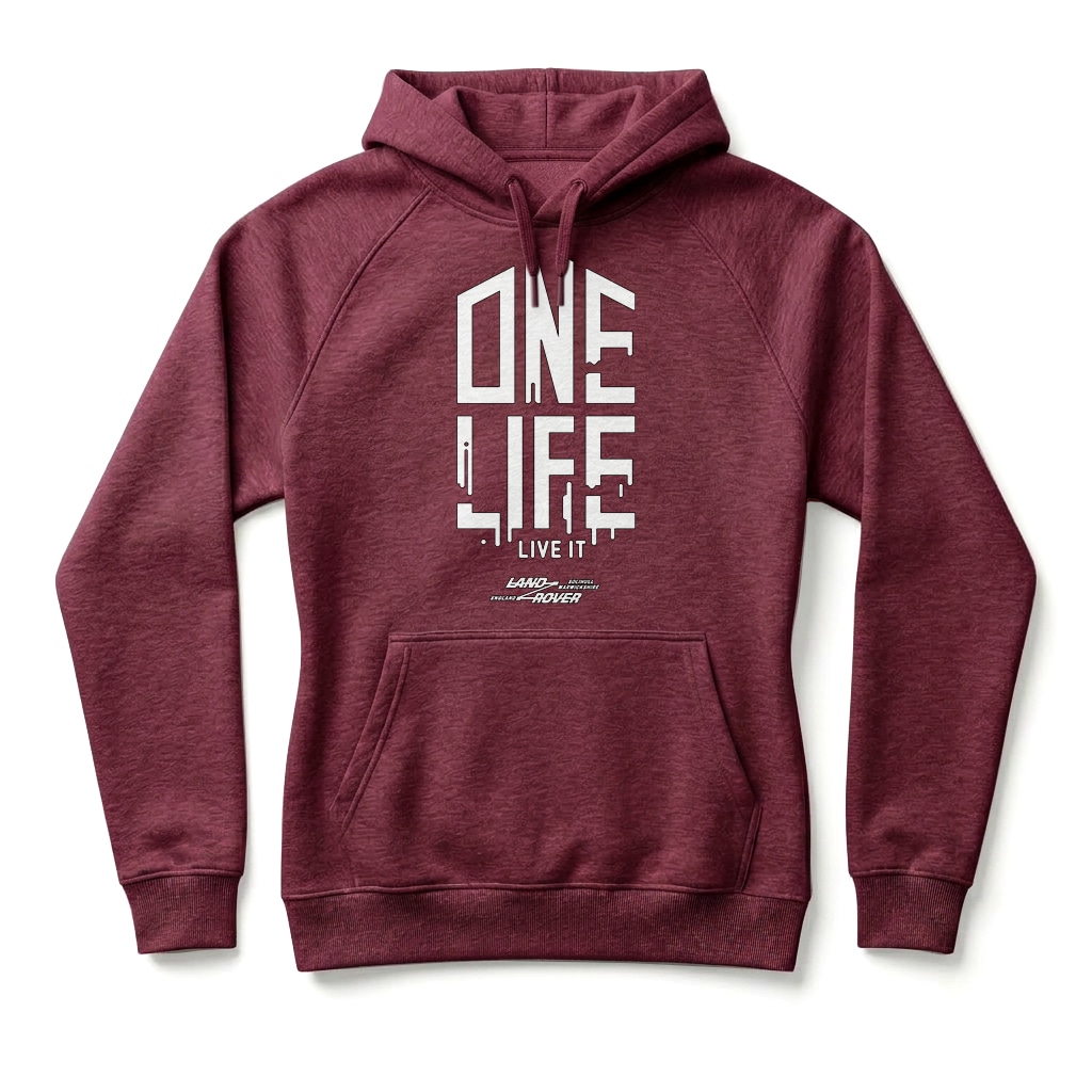 Land Rover “One Life, Live It!” Hoodie - Burgundy Land Rover “One Life, Live It!” Hoodie - Burgundy