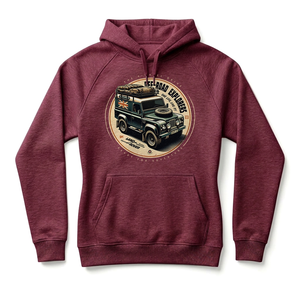 Land Rover Defender 90 Hoodie - Burgundy Land Rover Defender 90 Hoodie - Burgundy