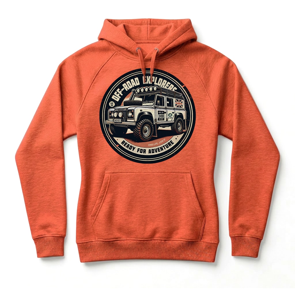 Sweatshirt à capuche Land Rover Defender 110 - Burnt Orange Sweatshirt à capuche Land Rover Defender 110 - Burnt Orange
