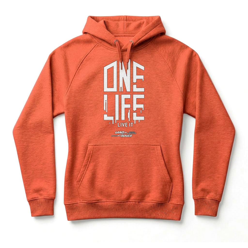 Land Rover “One Life, Live It!” Hoodie - Burnt Orange Land Rover “One Life, Live It!” Hoodie - Burnt Orange