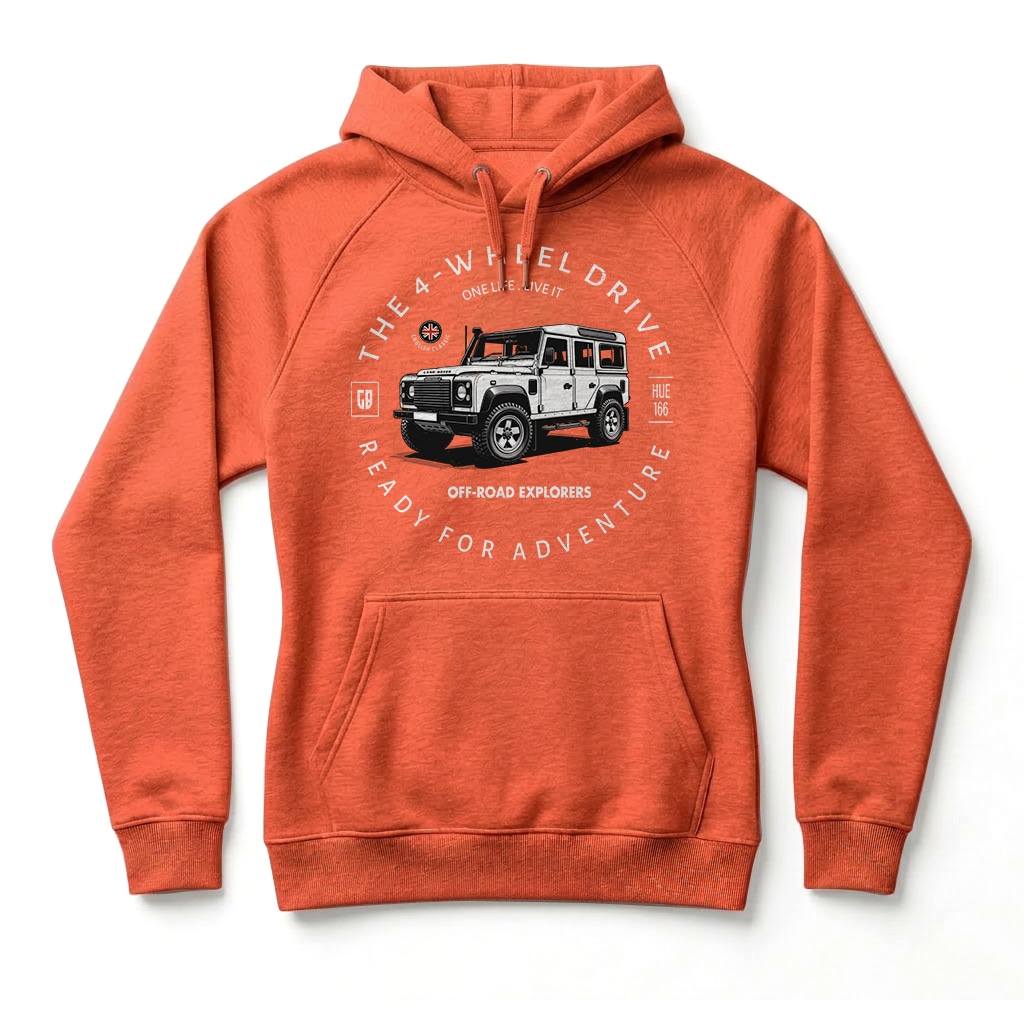 Sweatshirt à capuche Land Rover Defender 110 - Burnt Orange Sweatshirt à capuche Land Rover Defender 110 - Burnt Orange