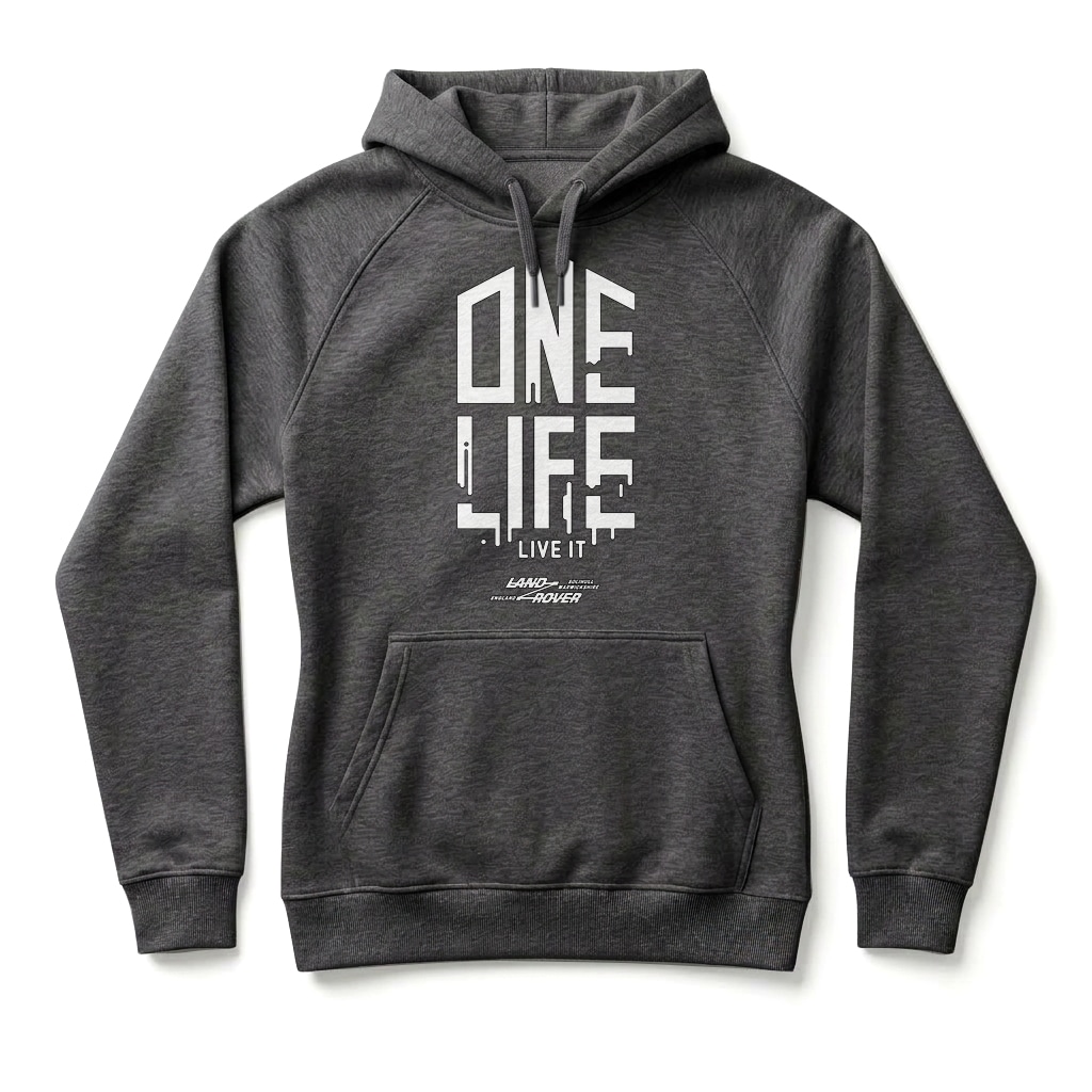 Land Rover “One Life, Live It!” Hoodie - Charcoal Melange Land Rover “One Life, Live It!” Hoodie - Charcoal Melange