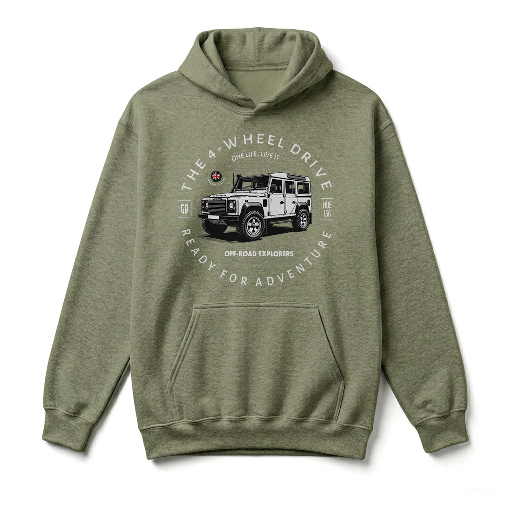 Sweatshirt à capuche Land Rover Defender 110 - Military Green Sweatshirt à capuche Land Rover Defender 110 - Military Green