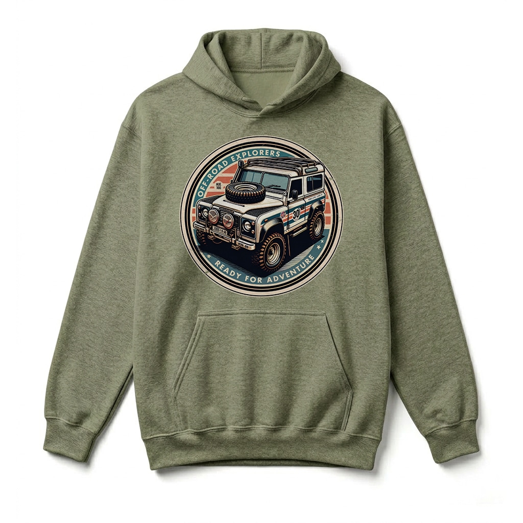 Sweatshirt à capuche Land Rover Defender 90 - Military Green Sweatshirt à capuche Land Rover Defender 90 - Military Green
