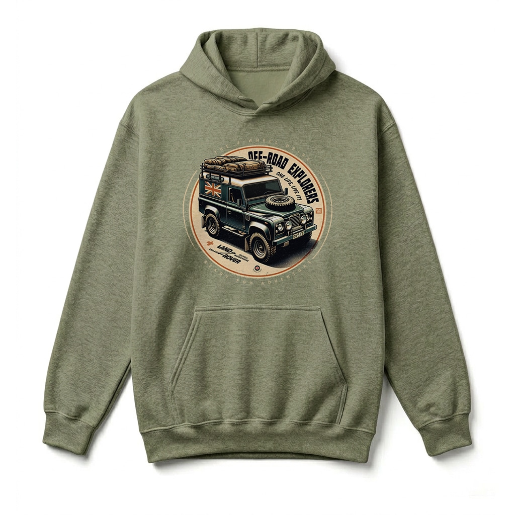 Sweatshirt à capuche Land Rover Defender 90 - Military Green Sweatshirt à capuche Land Rover Defender 90 - Military Green