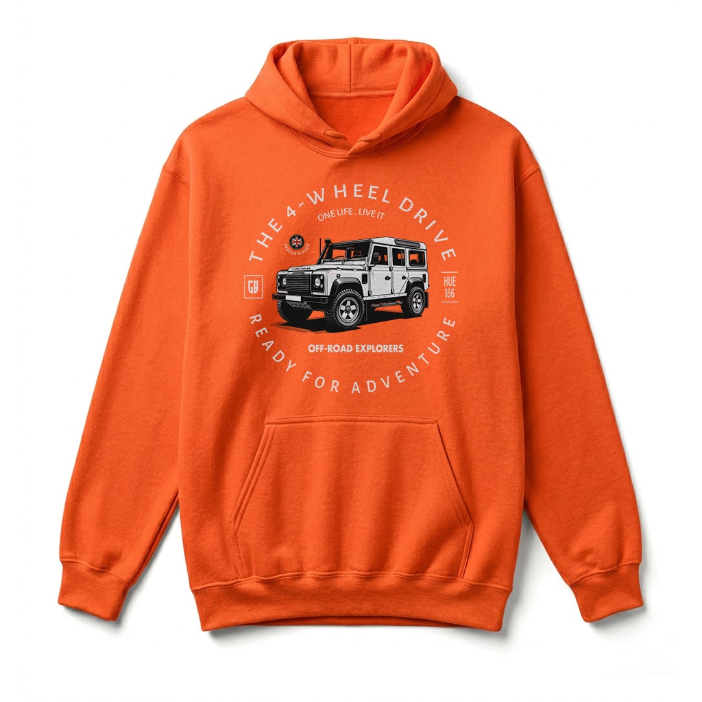 Sweatshirt à capuche Land Rover Defender 110 - Orange Sweatshirt à capuche Land Rover Defender 110 - Orange