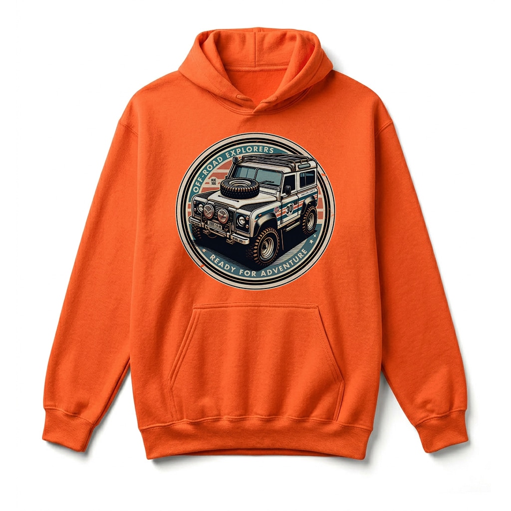 Sweatshirt à capuche Land Rover Defender 90 - Orange Sweatshirt à capuche Land Rover Defender 90 - Orange