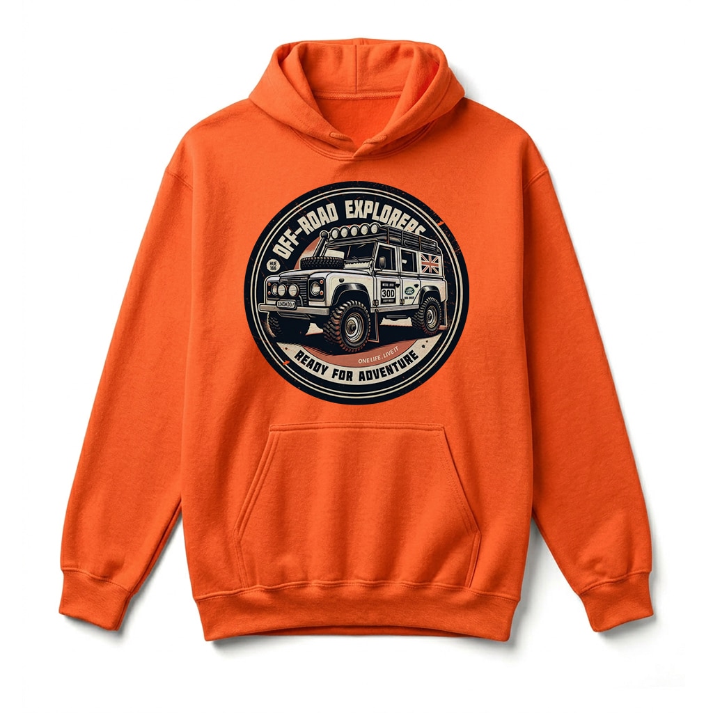 Sweatshirt à capuche Land Rover Defender 110 - Orange Sweatshirt à capuche Land Rover Defender 110 - Orange