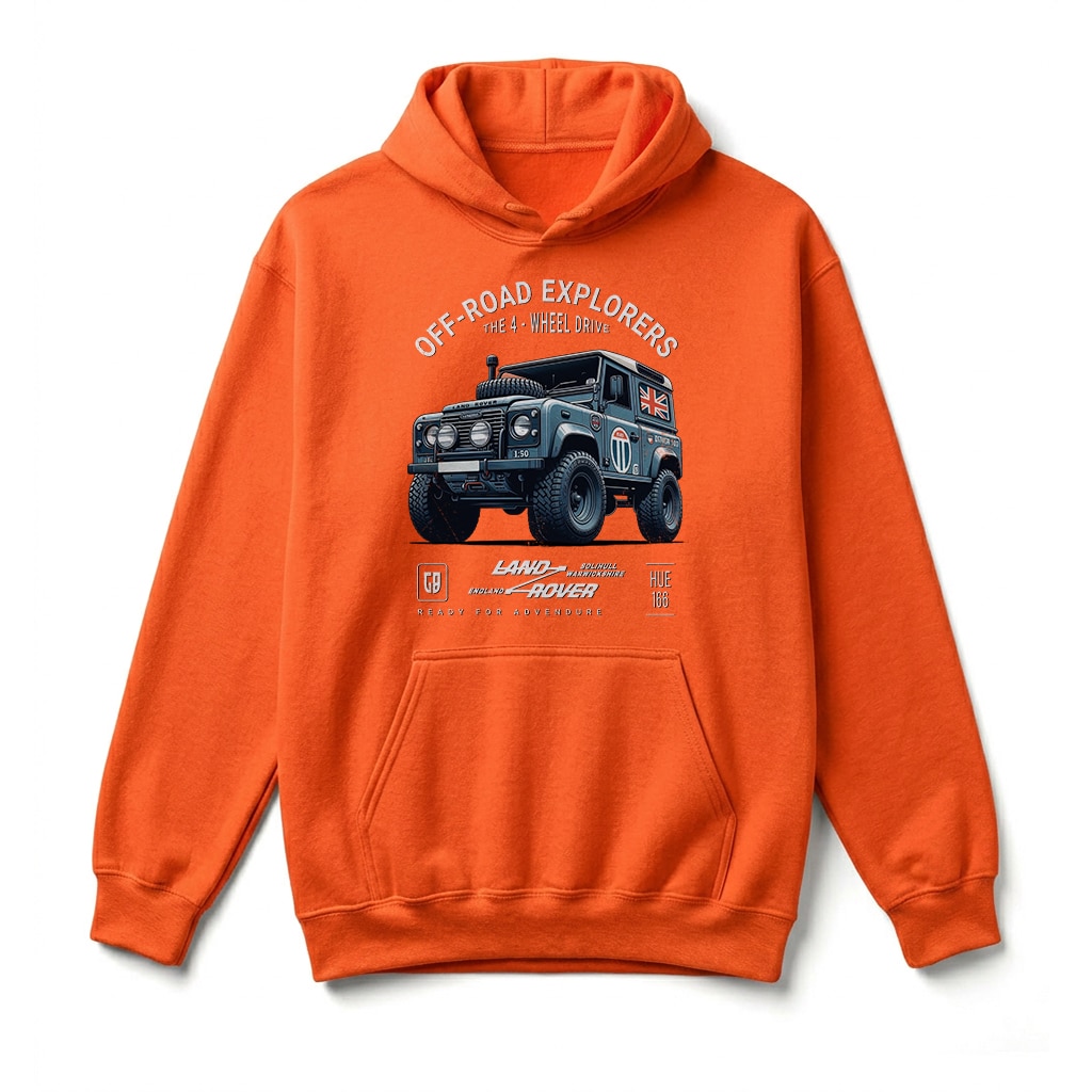 Sweatshirt à capuche Land Rover Defender 90 - Orange Sweatshirt à capuche Land Rover Defender 90 - Orange