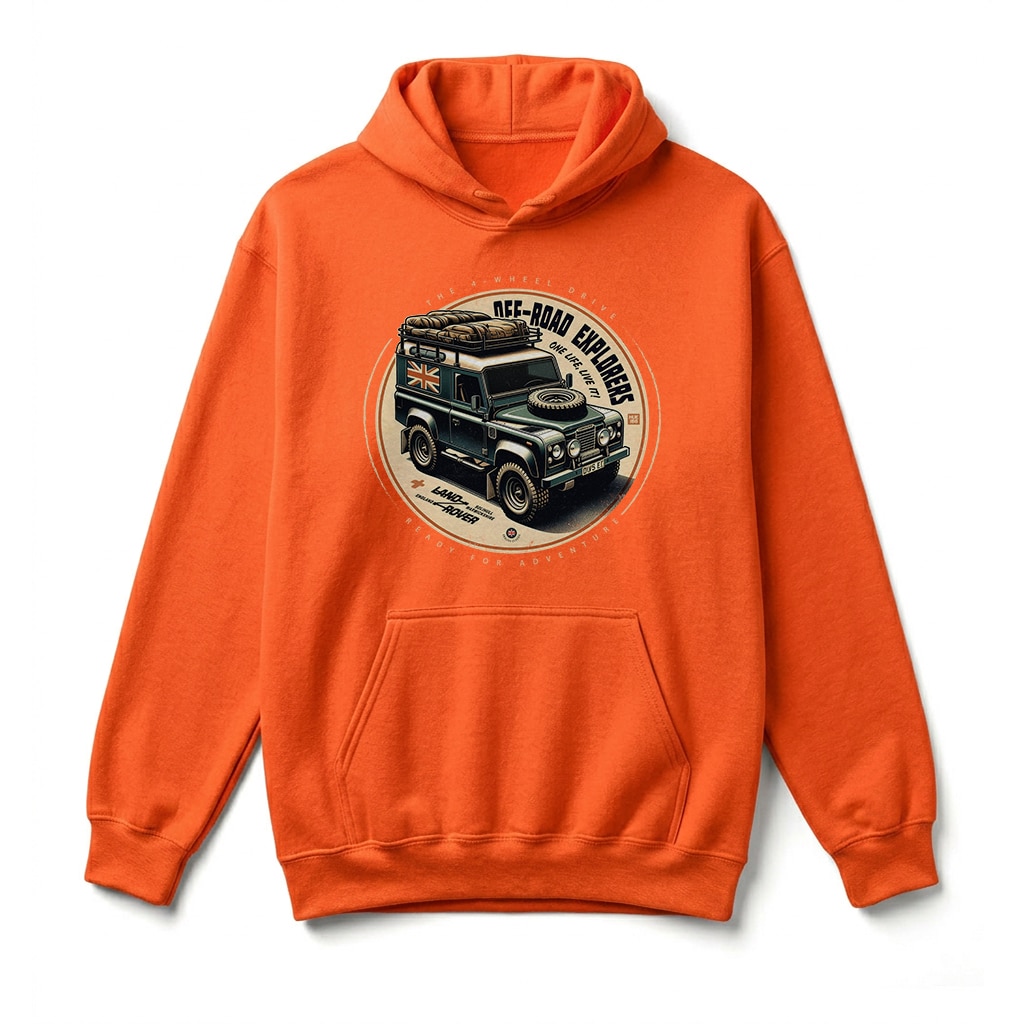 Sweatshirt à capuche Land Rover Defender 90 - Orange Sweatshirt à capuche Land Rover Defender 90 - Orange