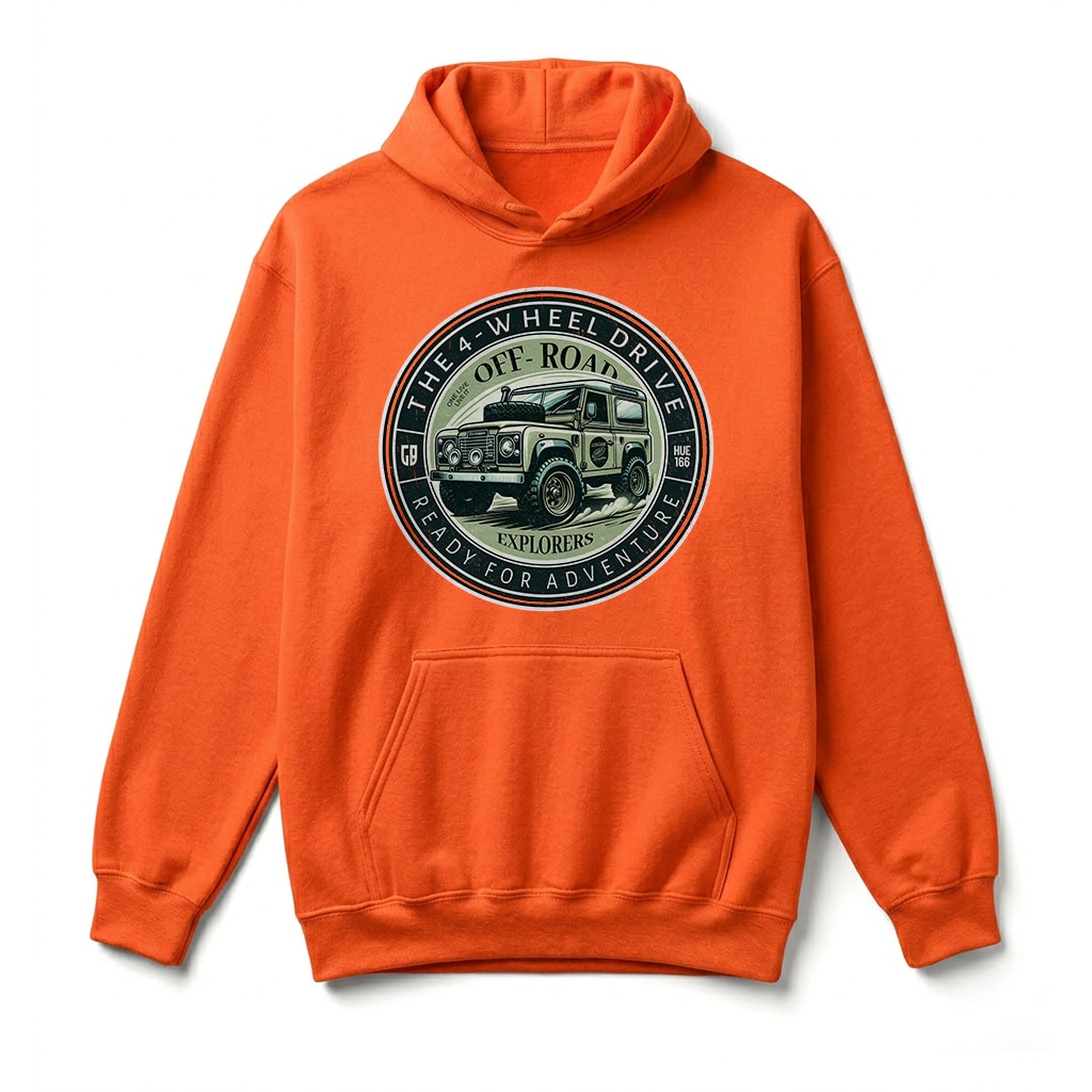 Sweatshirt à capuche Land Rover Defender 90 - Orange Sweatshirt à capuche Land Rover Defender 90 - Orange