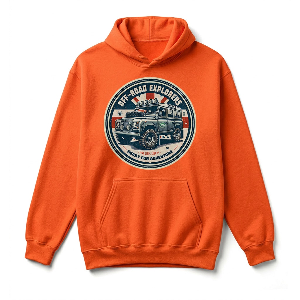 Sweatshirt à capuche Land Rover Defender 110 - Orange Sweatshirt à capuche Land Rover Defender 110 - Orange