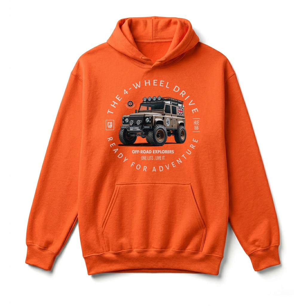 Sweatshirt à capuche Land Rover Defender 110 - Orange Sweatshirt à capuche Land Rover Defender 110 - Orange
